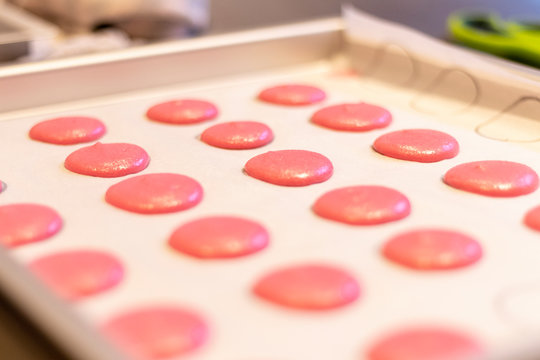 Bunte Macarons mit leckerer Frucht und Knusper Karamell Creme gef&uuml;llt Dekoriert mit essbaren Bl&uuml;ten und Glitzerpuder