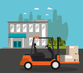 forklift delivery service on the city scene
