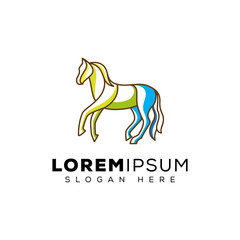 modern run horse logo, sprint horse for sport logo template