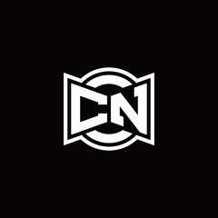 CN logo monogram with ribbon style circle rounded design template