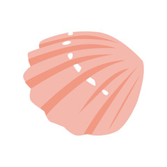 砂浜に落ちているピンク色の可愛い貝殻のイラスト。