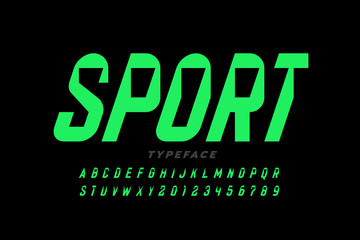 Sport style font design, modern sports alphabet, letters and numbers