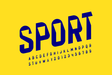 Sport style font design, modern sports alphabet, letters and numbers