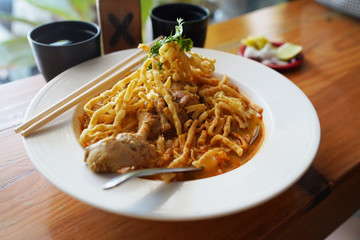 Khao Soi Kai. Northern Thai Curry Noodles with Chicken