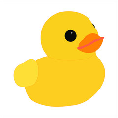 Cartoon yellow duckling on a white ground.