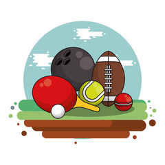 set sports equipment isolated icon