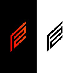 F2 Initials Logo Design. Speed Flag Abstract Logo