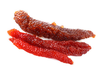 Red caviar isolated on white