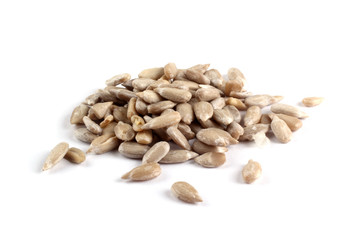 Sunflower seeds isolated on white