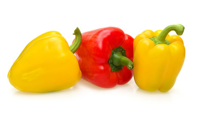 Yellow and red bell pepper isolated
