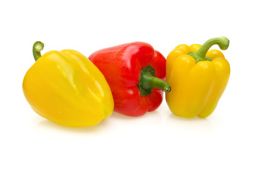 Yellow and red bell pepper isolated