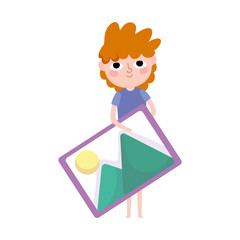 young man with picture cartoon social media