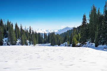 Snowy Landscape In Mountains