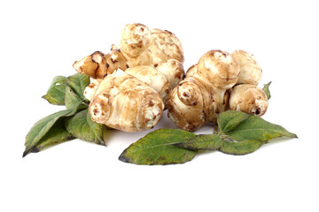 Jerusalem artichokes isolated on white