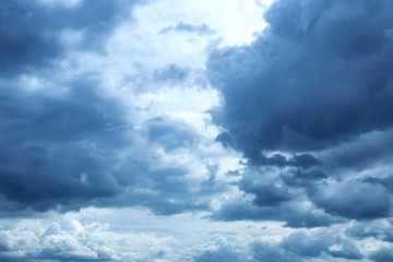 dark blue sky with soft Cumulus clouds
