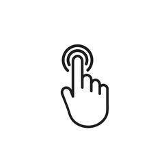 Clicking finger icon, hand pointer on white background vector