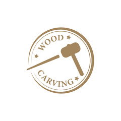 Woodcarving logotype Illustration. Wood engraver logo design
