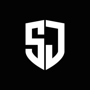 SJ logo monogram with shield shape design template