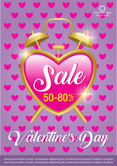 Valentine's Day sale background,Love Festival sale banner.Vector Illustration