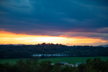 Fototapeta na wymiar sunset in west virginia countryside with clouds