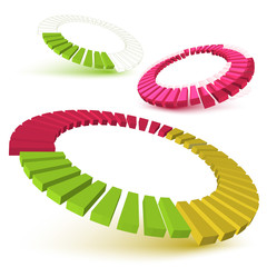 Set of Different arrow circles isolated on the white.Charts, diagrams with 2, 3, 4, 5, 6, 7, 8, 9, 10 steps, parts