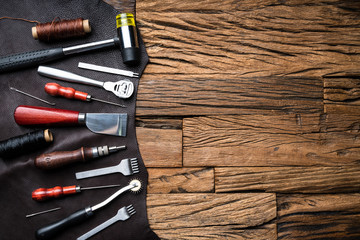 Leather Craft Tools On Desk