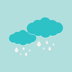 Rainy icons, sky filled with cartoon clouds and lightning. icon-vector