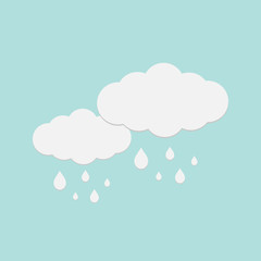 Rainy icons, sky filled with cartoon clouds and lightning. icon-vector