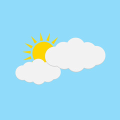 Clouds and sun - weather forecast icons, regular season clouds icon-vector