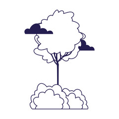 greenery tree bushes foliage vegetation clouds