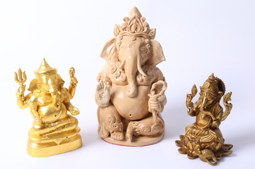Set of God Ganesh over a white background