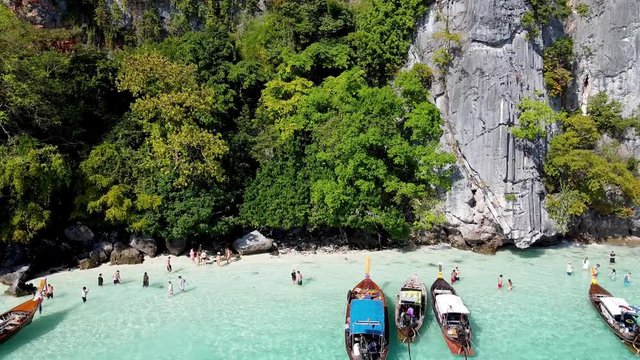 Phi Phi Island Long Tail Boats aerial view