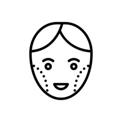 Black line icon for cheek 