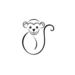 monkey vector icon, Emblem design on white background