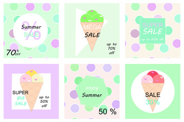 Summer sale social media square flyer , card, poster or gift tag collection for fashion sale promotion and digital marketing