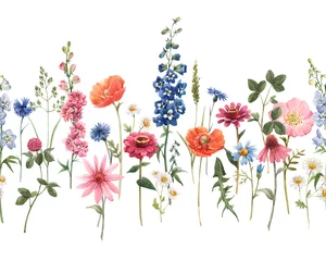 Schönes nahtloses Blumenmuster des Sommers mit Aquarellhand gezeichneten wilden Feldblumen. Abbildung auf Lager. © Zenina-Lembrik