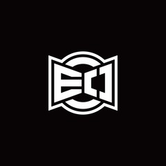 Fototapeta premium EO logo monogram with ribbon style circle rounded design template