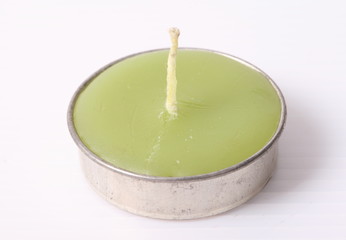  Green candles isolated on white