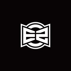 EZ logo monogram with ribbon style circle rounded design template