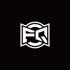 FQ logo monogram with ribbon style circle rounded design template