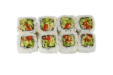 california roll on white blank background