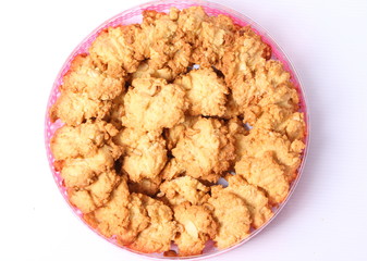 Cookies on a white background.