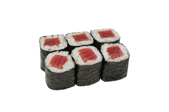 tekka maki on a white clean background