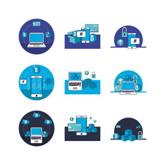 bundle of crypto currency set icons