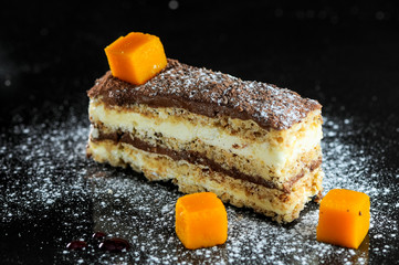 sweet cake dessert cake Kiev on a black background