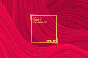 Red background. Abstract illustration of a fabric or liquid wave. Background for design. Vector luxury silk and wave texture.