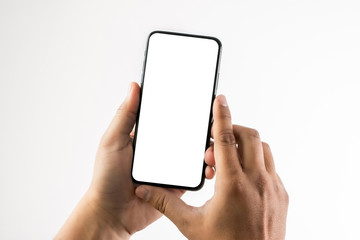 new phone Technology smartphone with blank screen and modern frame less design.