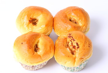 bun bread fill with custard cream