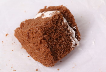 Brownie cheese cake  on white background