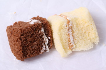 Brownie cheese cakes  on white background